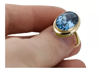 Vintage Inel Acvamarin Aur galben 14K vrc285y